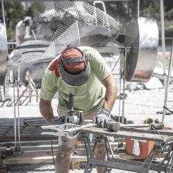 Travail en ext�rieur devant public